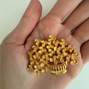 Vintage Brass Floral Brooch